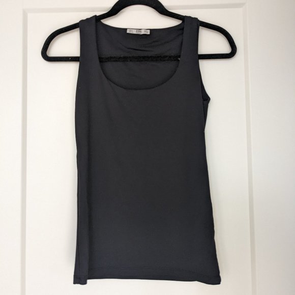 Black zara square neck double lined tank size small - Picture 1 of 5
